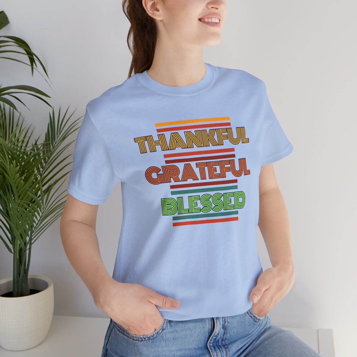 Thankful Grateful Blessed Unisex Jersey Short Sleeve Tee