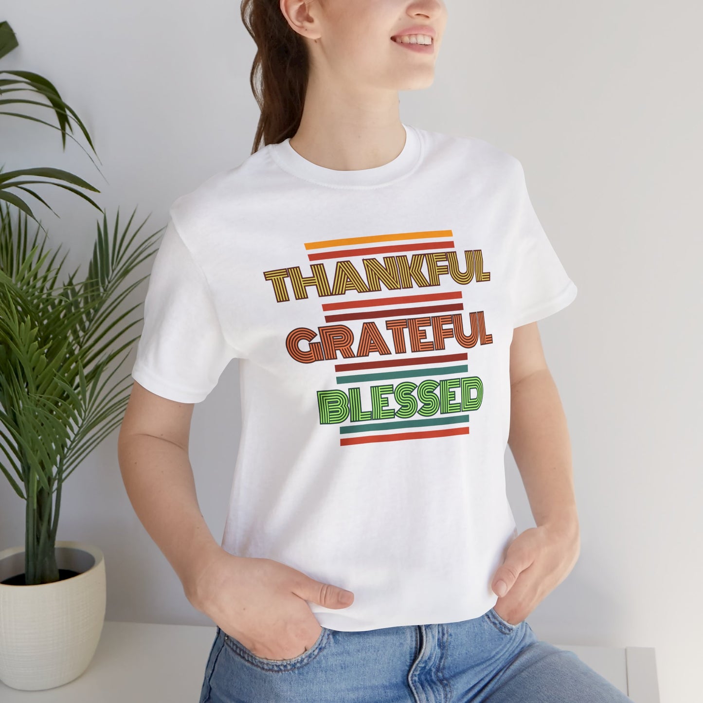 Thankful Grateful Blessed Unisex Jersey Short Sleeve Tee